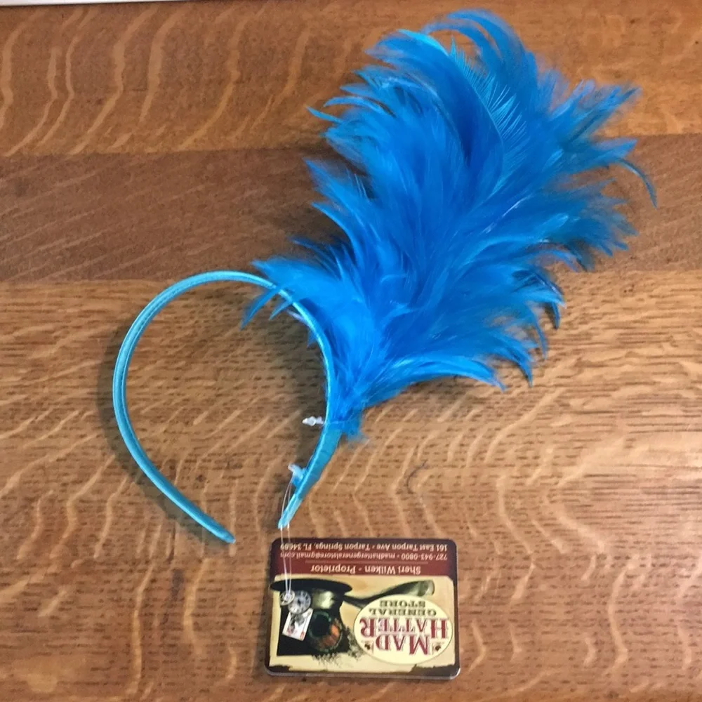NWT Blue Feather Fascinator Headband - Picture 8 of 9